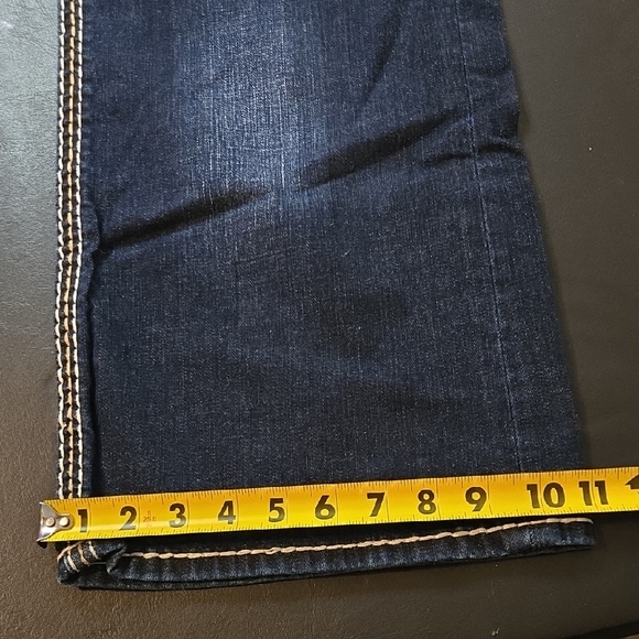 Rock Revival Dark Blue Jeans with Tan Stitching - Picture 9 of 13